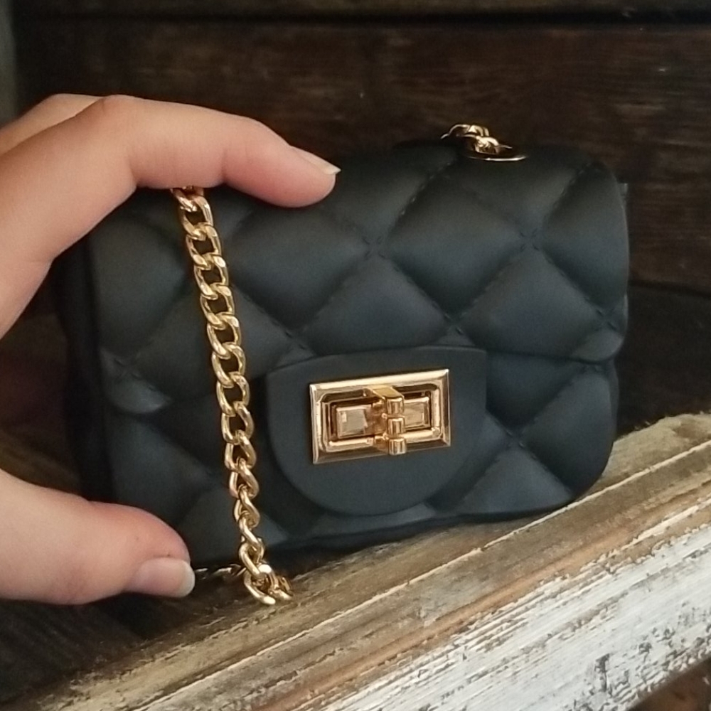 NWT Deluxity Tiny Mini Black Quilted Purse Bag